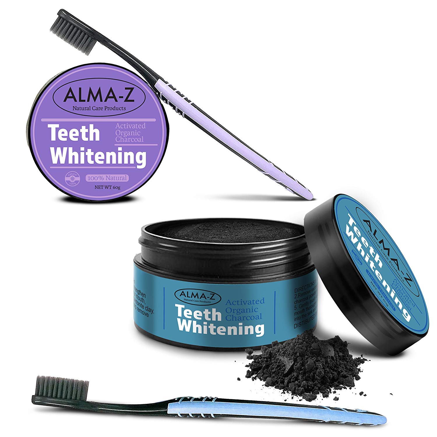 AlmaZ Natural Pure Organic Activated Charcoal Teeth Whitening Powder