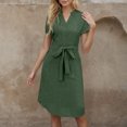 thumbnail image 6 of Zpanxa Women's Casual Button Down Dress Solid Color Mid Length Loose Fit Comfortable Dress for Everyday Wear, 6 of 8
