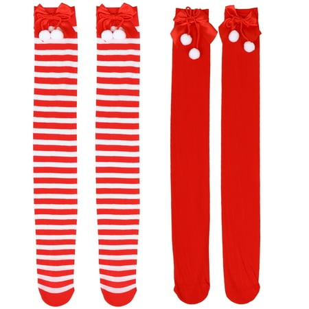 

NUOLUX 2 Pairs Christmas Knee Stockings Over Knee Socks Christmas Stockings Costume