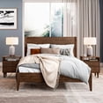 thumbnail image 5 of Queen Size Rustic Walnut Mid Century Slatted Platform Bed, 5 of 5