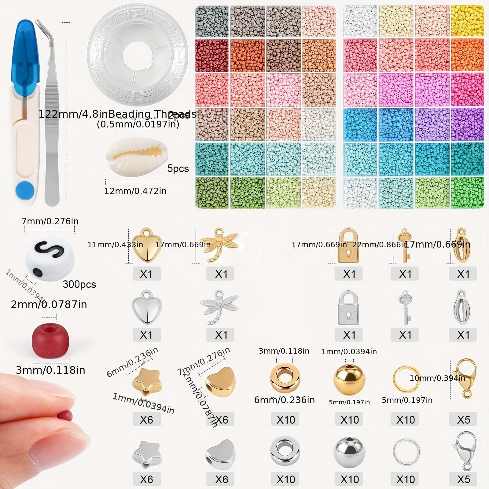 kjfeif 3mm Colored Bracelet Beads, Suitable for Children and Adults to Wear On Occasions Such As Christmas, Holidays, Birthdays, Parties, Etc, Christmas Stocking Stuffers Gift for Kids
