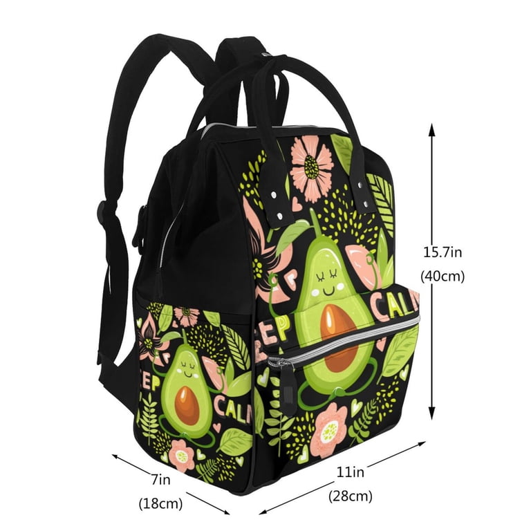 avacado kids diaper bag backpack Zufioo Avocado Keep Calm Print Large capacity mommy bag, diaper bag,  waterproof parent-child backpack, multi-pocket design backpack suitable for