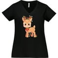 thumbnail image 3 of Inktastic Cute Christmas Reindeer with Christmas Lights Women's Plus Size V-Neck T-Shirt, 3 of 5