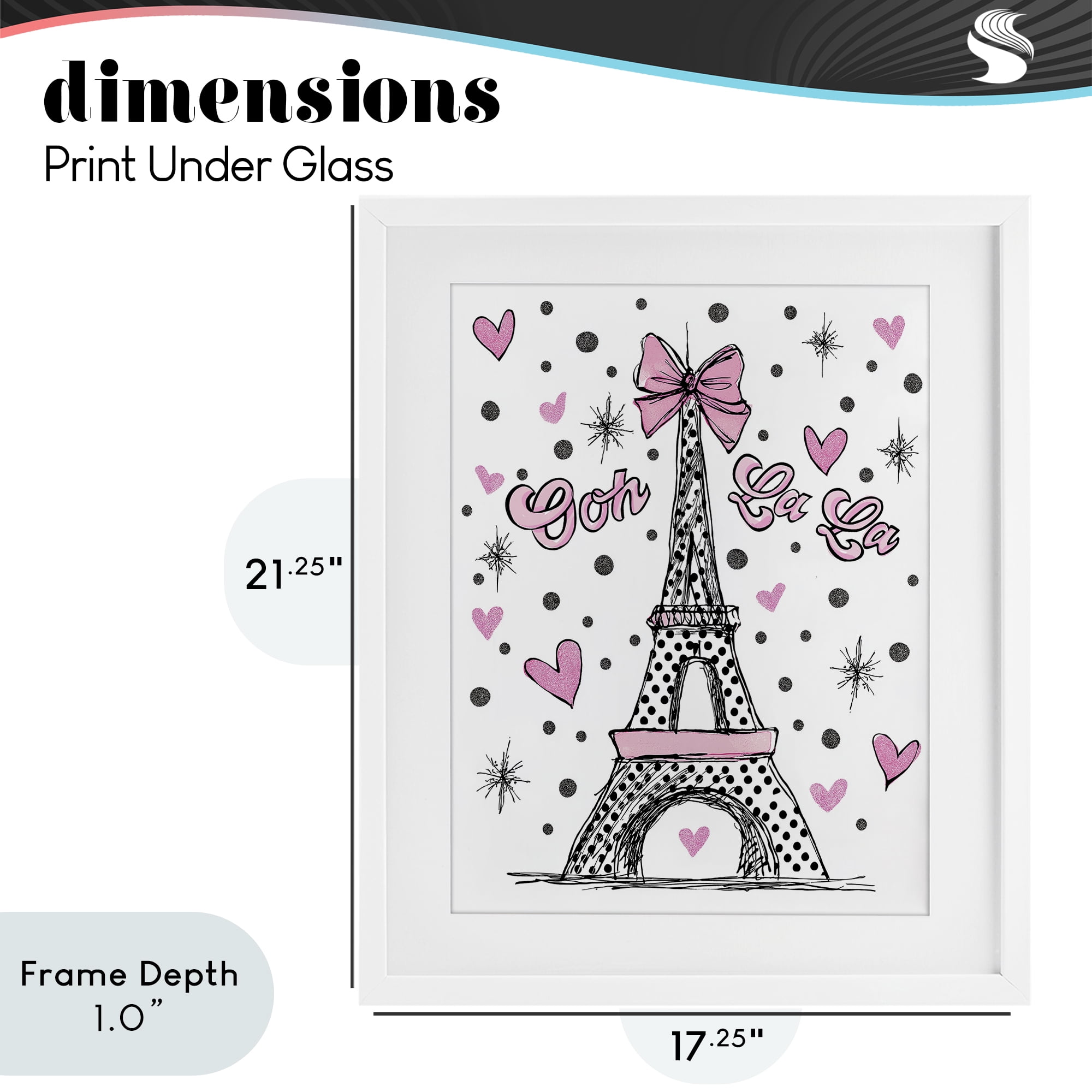 Stupell Industries Ooh La La Polka Dots Eiffel White Framed Print Under Glass, design by Jess Stempel