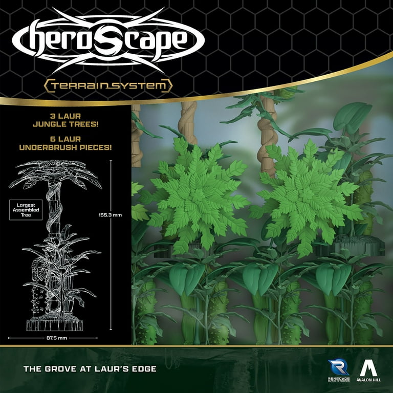 Renegade Game Studios Heroscape The Grove at Laur's Edge Terrain Pack | Build New Jungle environments Over which to Battle for Valhalla Contains : 3 Laur Jungle Trees 6 Laur Jungle Underbrush Renegade Game Studios Heroscape The Grove at Laur's Edge Terrain Pack | Build New Jungle environments Over which to Battle for Valhalla Contains : 3 Laur Jungle Trees 6 Laur Jungle Underbrush