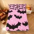 thumbnail image 4 of Homewish Happy Halloween Bed Sheets for Girls, Bats Stars Full Size Sheets, Pink Black, 4 Pieces (1 Flat Sheet, 1 Fitted Sheet and 2 Pillowcases), 4 of 5