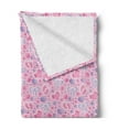 thumbnail image 2 of Baby Soft Flannel Fleece Blanket, Bows and Bootes Buttons Ribbon Infant Elements Birthday Theme on Tartan Display, Cozy Plush for Indoor and Outdoor Use, 70" x 90", Pale Pink Mauve, by Ambesonne, 2 of 5
