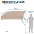 thumbnail image 2 of Manual Retractable Patio Awning 118" x 118" with Adjustable Height, UV Protection & Crank Handle – Ideal for Backyard, Garden, Outdoor Shade Khaki, 2 of 7