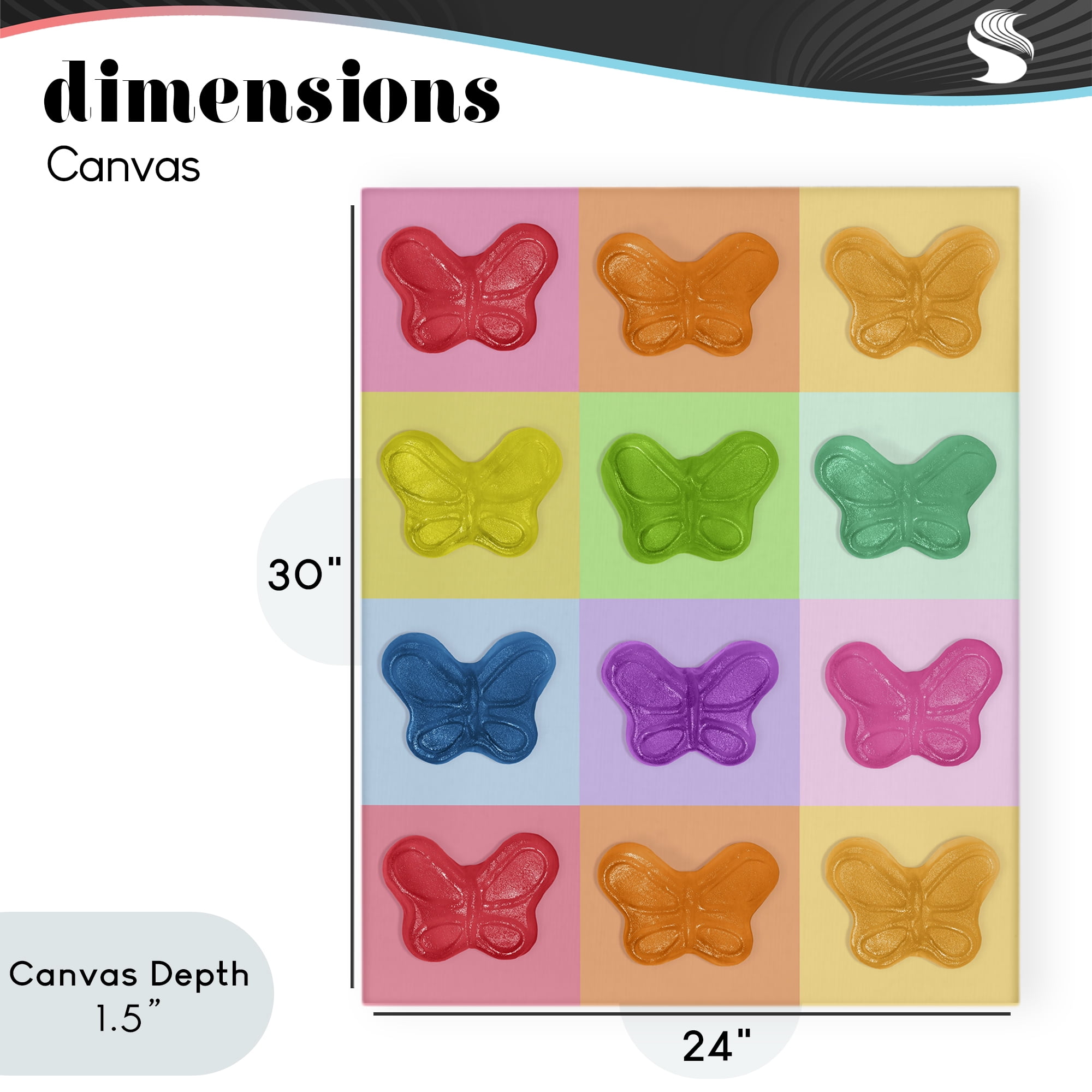 Stupell Industries Colorful Butterflies Candy Canvas Wall Art, design by LISH Creative