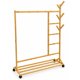thumbnail image 1 of Perchero de Bambú Multifuncional con 2 Cajones y Estantes Laterales, Rack para Ropa Zapatos y Bolsas, para Dormitorio Entrada y Sala, Natural, 150 x 99 x 28 cm, 1 of 7