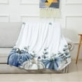 thumbnail image 2 of Fall Blue Grey Pumpkins Blanket Fleece Throw Blankets 40'' x 50'', Grey Pumpkin Thanksgiving Eucalyptus Leaves Super Soft Microfiber Warm Plush Cozy Luxury Bed Blankets All Season for Couch/Sofa/Gifts, 2 of 6