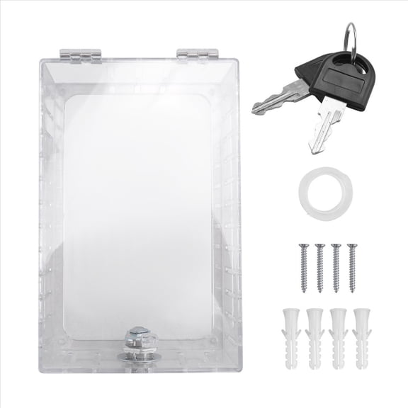 Thermostat Lock Box with Key Universal Cover Lock, Clear Guard for Wall