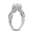 thumbnail image 6 of Solid 14K White Gold Diamond Side-Stones with CZ Cubic Zirconia Center Stone Halo Engagement Ring Size 5.5, 6 of 8