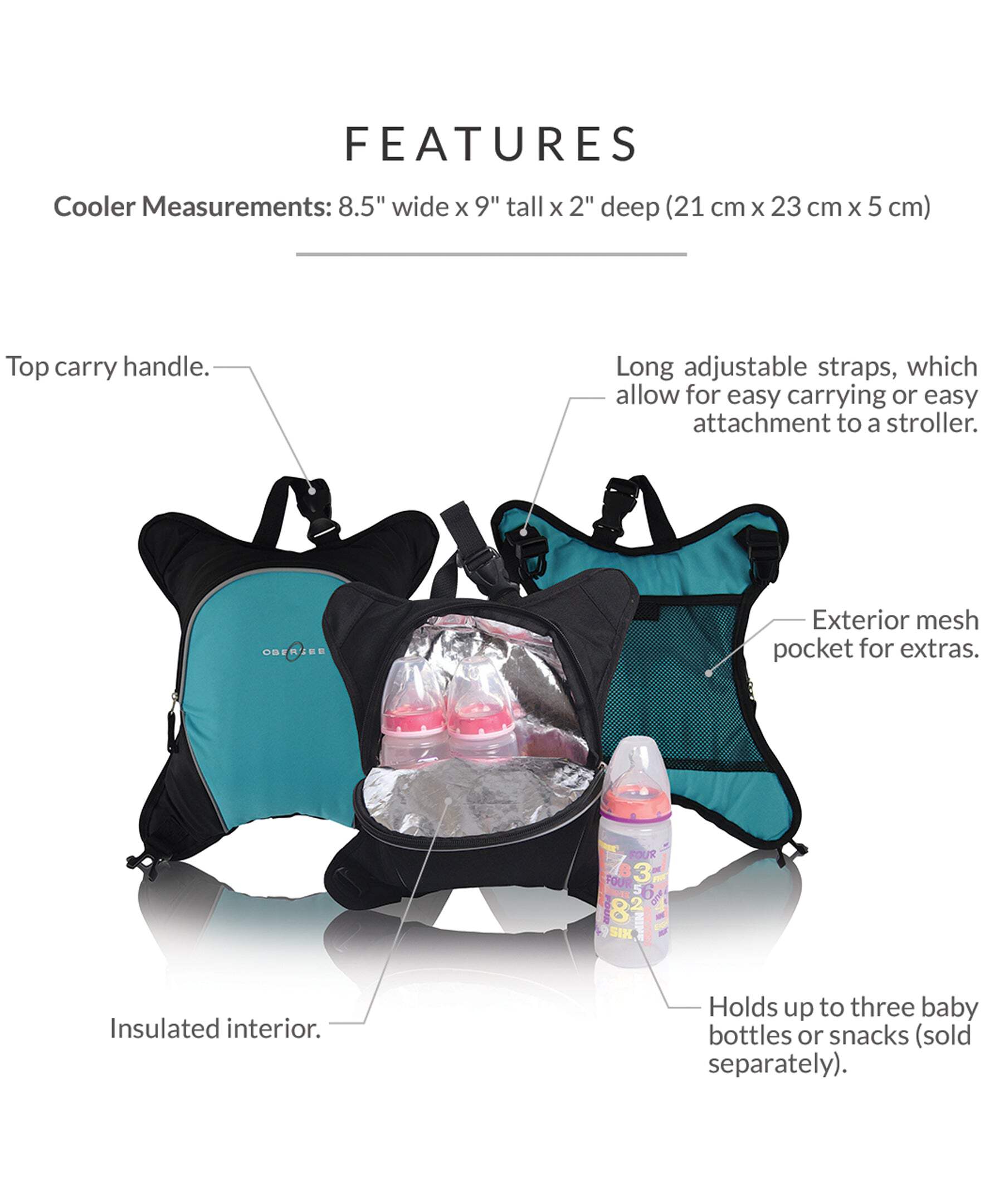 Obersee Oslo Diaper Bag Backpack | Detachable Baby Bottle Snack Cooler | Viola Baby changing kit | clothing cube | wet pouch - image 4 of 11