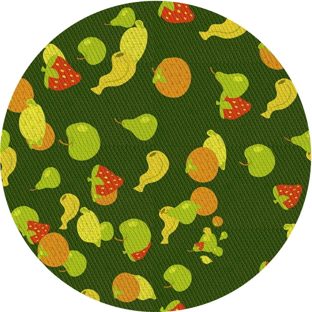 Ahgly Company Machine Washable Indoor Round Transitional Pistachio Green Area Rugs, 4' Round
