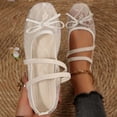 thumbnail image 2 of Women's Floral Embroidered Mesh Flats Square Toe Strap Breathable Ballet Shoes for Dressy Trendy Work Office Wedding Daily Ballerina Beige 6.5, 2 of 9