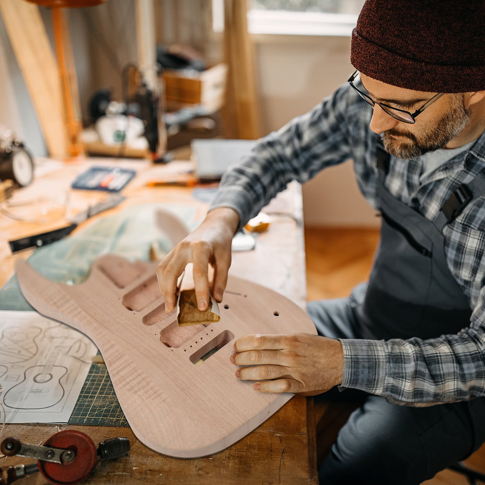 Ktaxon DIY Electric Guitar Kits 6 String with Mahogany Body, Premium Fingerboard and Maple Neck-170