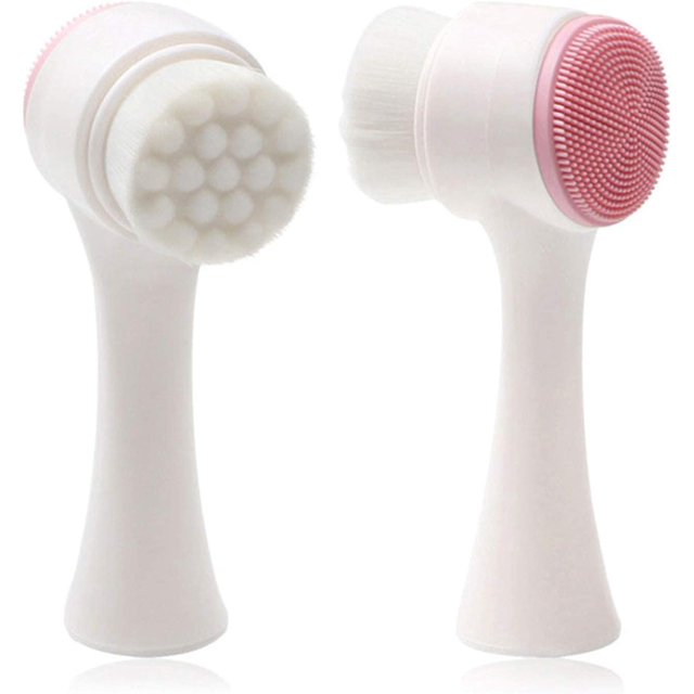 2 uds cepillo-exfoliante Facial cepillo de limpieza Facial Manual de silicona de doble cara