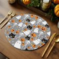 thumbnail image 3 of Halloween Round Placemats Set of 4 Grey Ghost Skeleton Pumpkin Place Mats Washable Woven Placemat Candy Black Cat Circle Braided Table Mat for Kitchen Dining Table Holiday Party Home Decor 15 Inch, 3 of 9