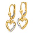 thumbnail image 2 of Real 14kt and Rhodium Textured and Polished Heart Leverback Earring; for Adults and Teens; for Women and Men, 2 of 3