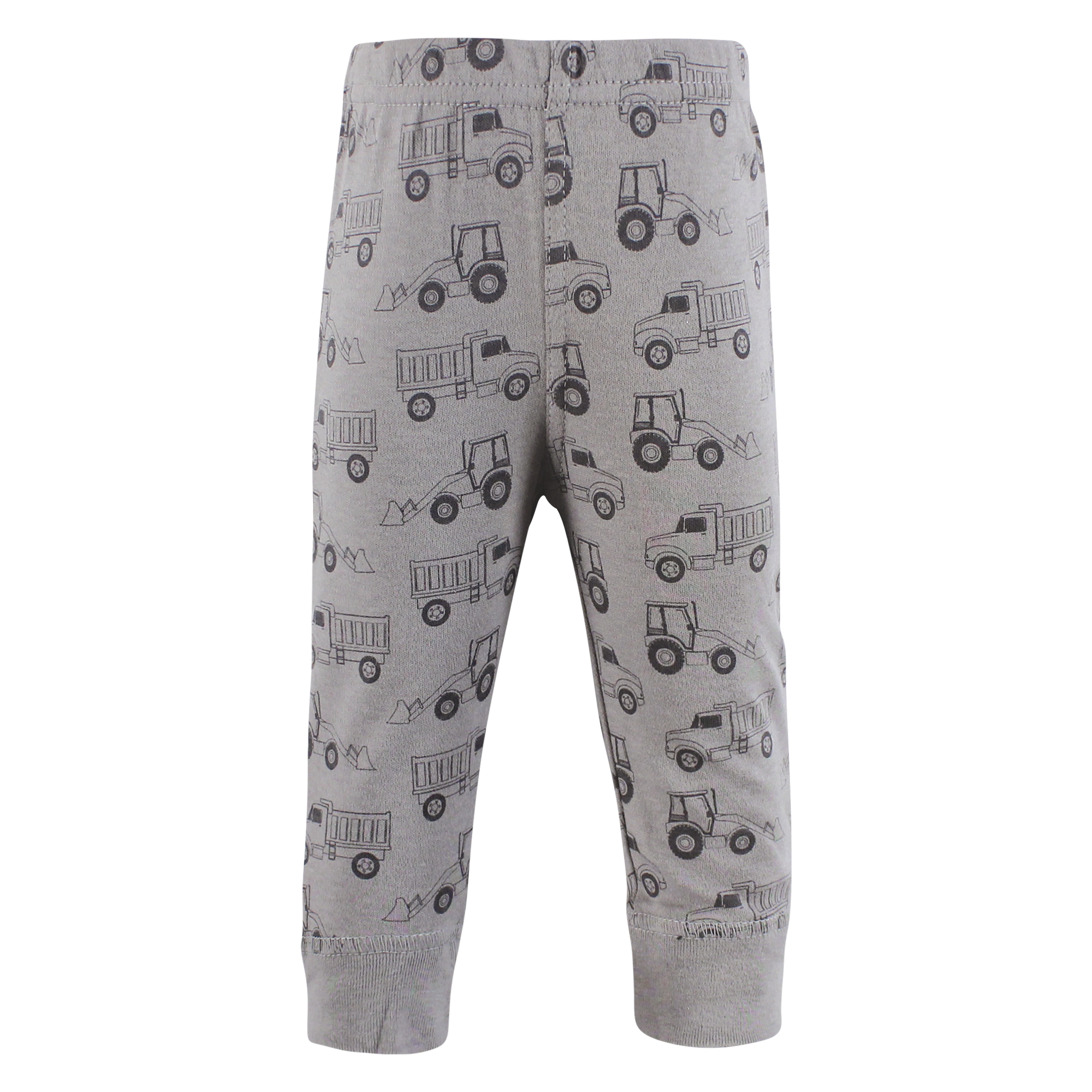 Hudson Baby Boys Cotton Pants and Leggings, Gray Construction Trucks, Preemie