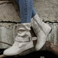 thumbnail image 6 of Guttear Women's Mid Calf Boots Fashion Slouchy Ruched Suede Round Toe Slip on Flats Ankle Booties Casual Winter, 6 of 9