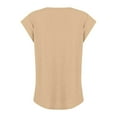 thumbnail image 4 of Femmes Tops Mode Solide Couleur Cap Manches V Cou Décontracté en Vrac Manches Courtes T-Shirt Top Armée Vert L, 4 of 5