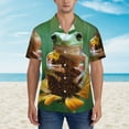 thumbnail image 2 of Sikiie Tree Frog Sitting On Sunflowes Print Men's Hawaiian Shirt, Summer Beach Button Pocket Short Sleeve T-Shirt,X-Large, 2 of 7