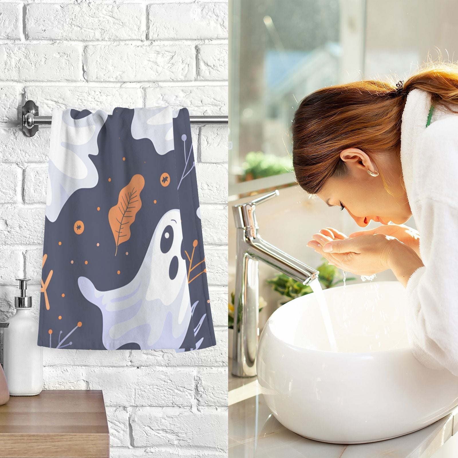 Ghosts Halloween Hand Towels Cotton Bath Towels Large Face Towels Absorbent for Bathroom 2 Packs