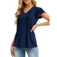 thumbnail image 4 of Cueply Womens Casual Tops Summer Short Sleeve V Neck T Shirts Loose Tunic Tops, 4 of 6