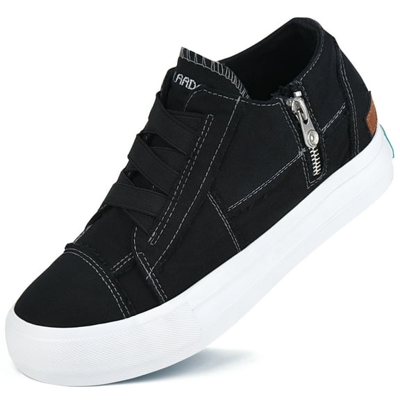 JENN ARDOR Women Platform Sneakers Hidden Wedge Canvas Shoes Fashion Walking Slip On Sneaker Non Slip with Zipper