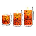 thumbnail image 3 of 3 Pcs Halloween Orange Flameless Candles Battery Operated Wax Candles Graffiti Pattern Electronic Battery Light Flickering Flame, 3 of 5