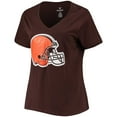 thumbnail image 2 of Women's Nick Chubb Brown Cleveland Browns Plus Size Fair Catch Name & Number V-Neck T-Shirt, 2 of 3