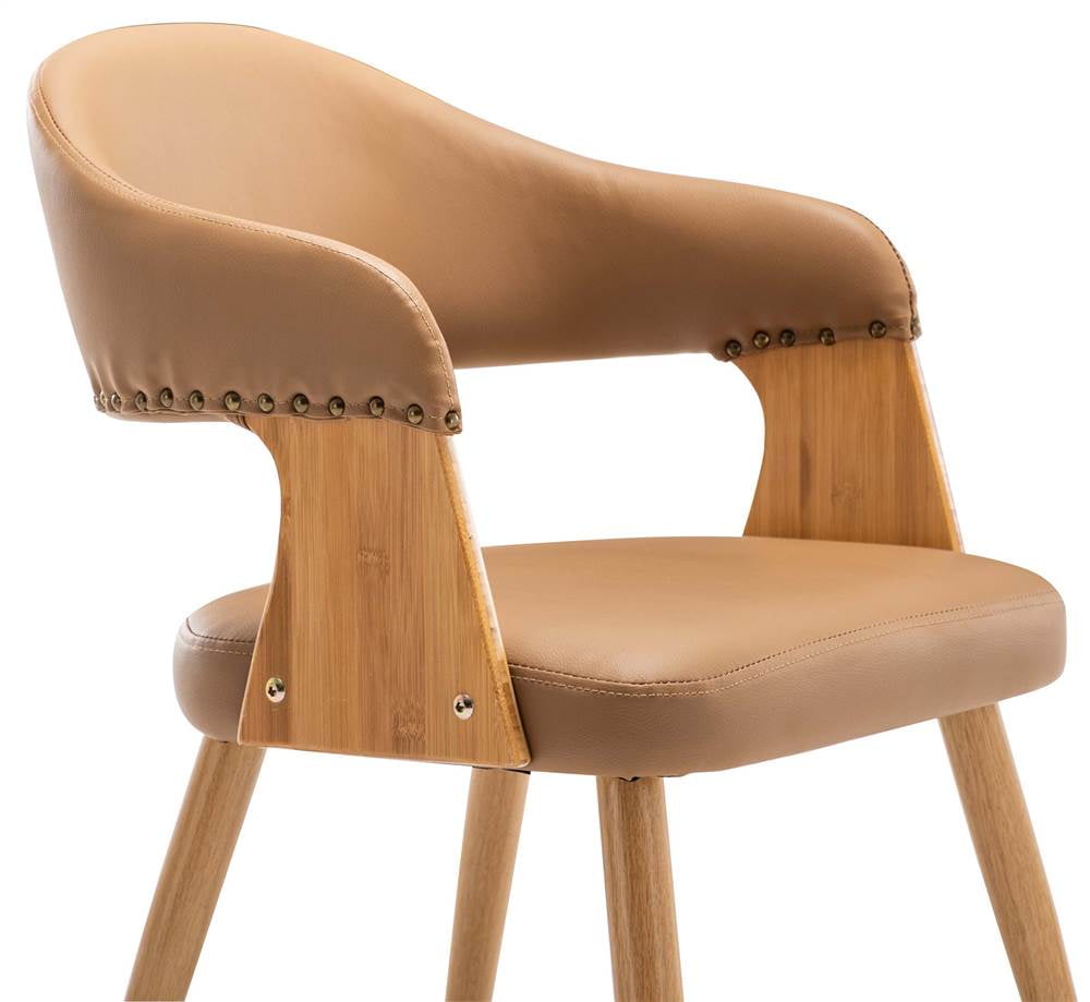 Tadala PU Leather & Wood Dining Arm Chair Open Back (Set 2)