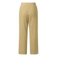 thumbnail image 6 of FengLS Women's Wide-Leg Pants Summer Lightweight Cotton-Linen Long Pants Drawstring Elastic Waist Pants Casual Solid Color Pockets Trousers, 6 of 9