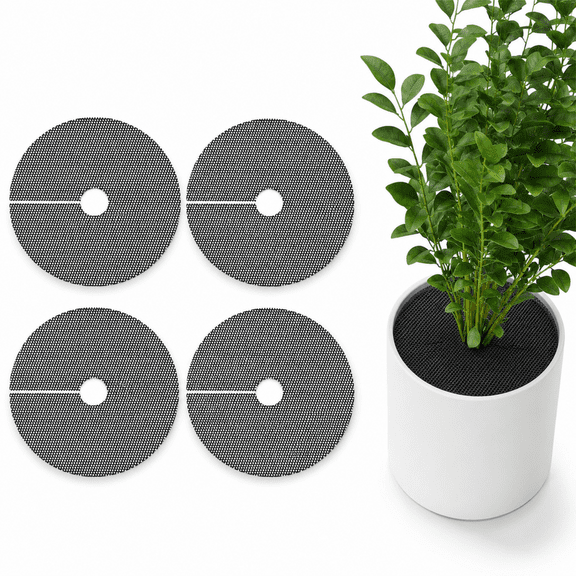 4 Pack 15.7 Inch Cuttable Flower Pot Grids - Plant Soil Covers and Protectors from Cats and Squirrels, Round Planter Pot Guard for Indoor Outdoor Garden Potted Plants