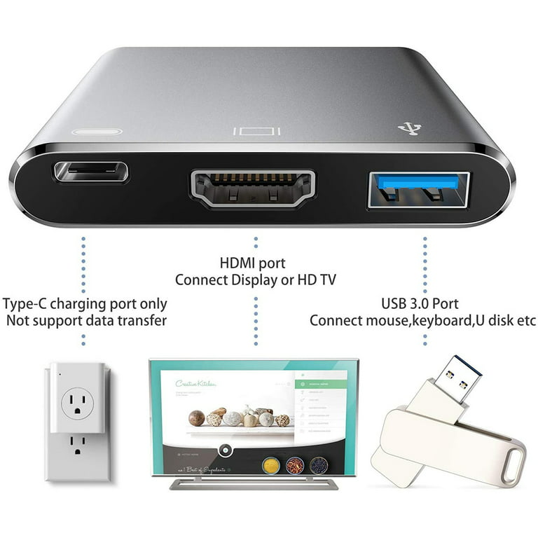 Ripley - ADAPTADOR USB-C A HDMI USB 3.1 TIPO C A HDMI 4 K MULTIPUERTO AV  CONVERTIDOR CON USB 3.0 PUERTO MAC ADAPTADOR HDMI USB-C