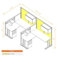 thumbnail image 2 of Cubicles.com L Shaped Workstation 2 pack Inline, 5x5 Powered Premium Office Cubicle |Modular Desk with Panels, Storage & Steel Frame, Medium Tone Desk White Paint, Self-Assembly, 2 of 11
