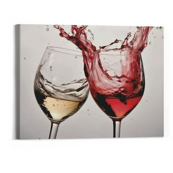 Creowell Red And White Wine Splash Artwork, Wine Glass Mural, Kitchen Wall Decor, Gifts for HomePoster Canvas Bedroom Painting And Wall Art Picture Print Modern Home Decor Poster 20x16 Inch