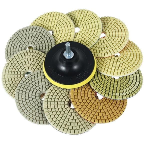 Lieonvis 12Pcs Diamond Polishing Pads 4 Inch 50-8000 Grit Diamond Buffing Pads Wet Dry Quick Change Polishing Pad Polishing Accessories for Granite Marble Stone Tile Glass