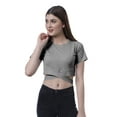 thumbnail image 2 of Moomaya Haut à Ourlet Croisé pour Femmes Manches Courtes Col Rond Tee-Shirt Blouse, 2 of 6