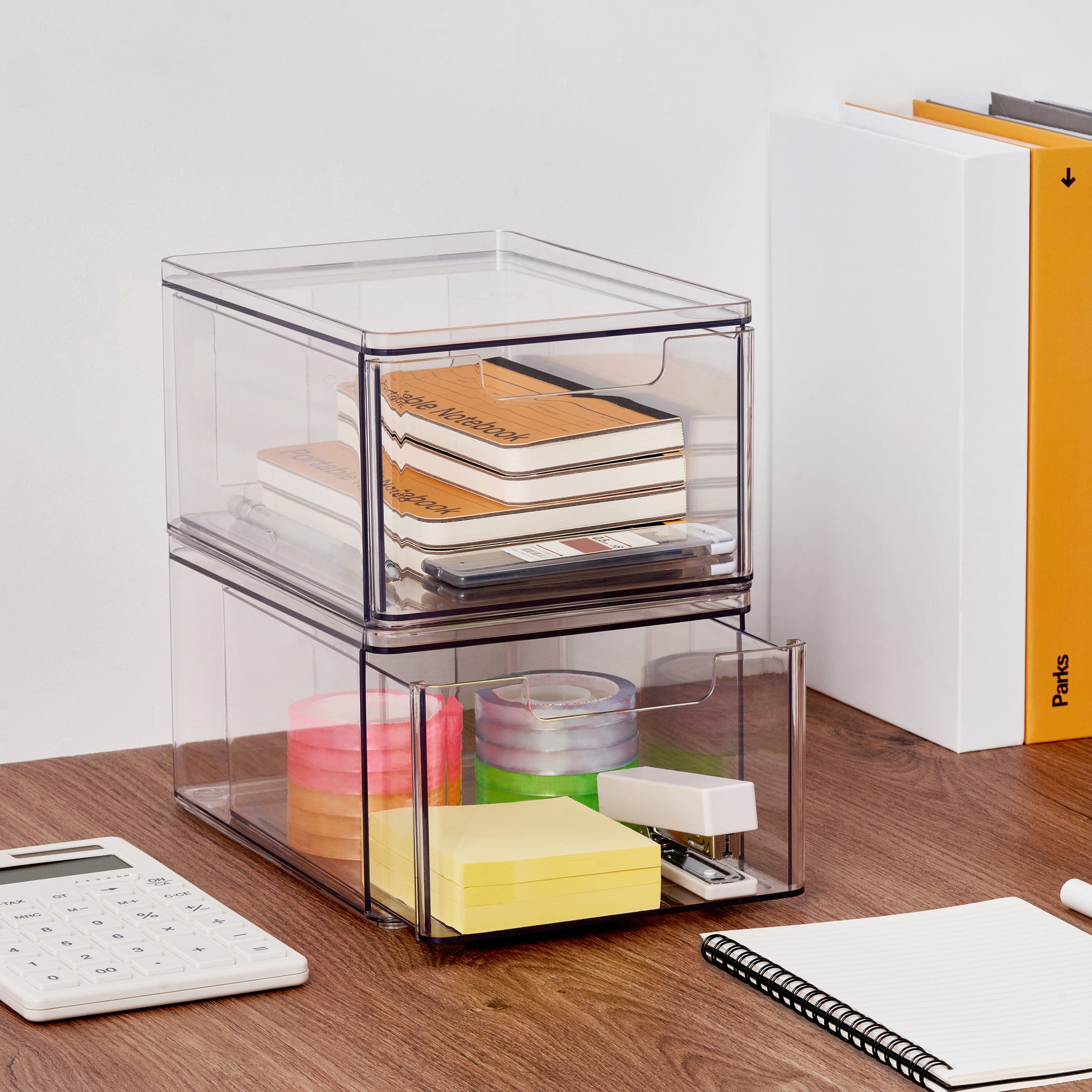 Clear Stackable Storage Drawer by Simply Tidy - Waterproof & Dustproof Organizer with Non-Slip Base for Craft - Office & Home Supplies - 1 Pack