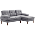 thumbnail image 1 of HOMCOM L-Shape Sofa with Right Chaise Lounge and Rubber Wooden Legs, Grey, 1 of 10