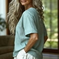 thumbnail image 4 of Kelon Short Sleeve Womens Linen Cotton Tops Vacation Casual Outfits Blouses Dressy Casual Summer Outfits 2026, 4 of 7