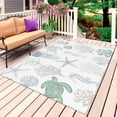 thumbnail image 4 of Outdoor Rug 3x5 ft Blue Coral Turtles Starfish Jellyfish Shells Outdoor Large Area Rug Non Slip Sea Creature Front Door Mat RV Rug Carpet Patio Outdoor Rugs for Backyard Balcony Deck Porch Indoor, 4 of 9