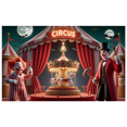 thumbnail image 1 of Colorful Theme Circus Banner Clown Design Decorative Elements Red Curtains Party Decoration Carnival for Kids Party Indoor Decoration Birthday Celebration, 1 of 5