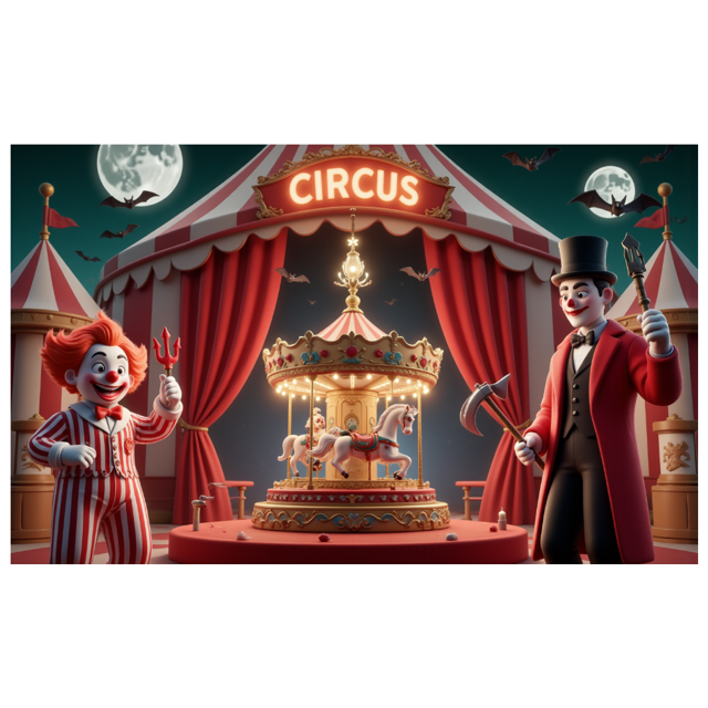 Bannière de Cirque à Thème Coloré Design Clown Éléments Décoratifs Rideaux Rouges Décoration de Fête Carnaval pour Enfants Fête Décoration Intérieure Célébration d'Anniversaire