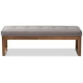 thumbnail image 3 of Bowery Hill Tufted Bench in Grey and Walnut Brown, 3 of 8