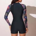 thumbnail image 7 of Nmnitkp UPF 50+ Modest Long Sleeve Swimsuits for Women Floral Zipper High Neck Bathing Suit Rash Guard Surfing One Piece Swimwear, 7 of 7