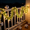 thumbnail image 5 of 16.4ft LED Soccer Tinsel Garland - Battery Operated Green Foil String Lights with Football Accents - 2026 Stadium Decorations & Fan Cave Decor, 5 of 9